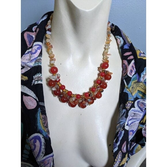 Vintage Carnelian & Quartz Demi Parure Set // Southwestern Necklace and Bracelet - Picture 2 of 10